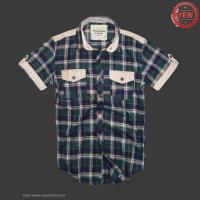 heren abercrombie fitch plaid katoen korte overhemd koningsblauw donkergroen Teller Echte dnbrc887